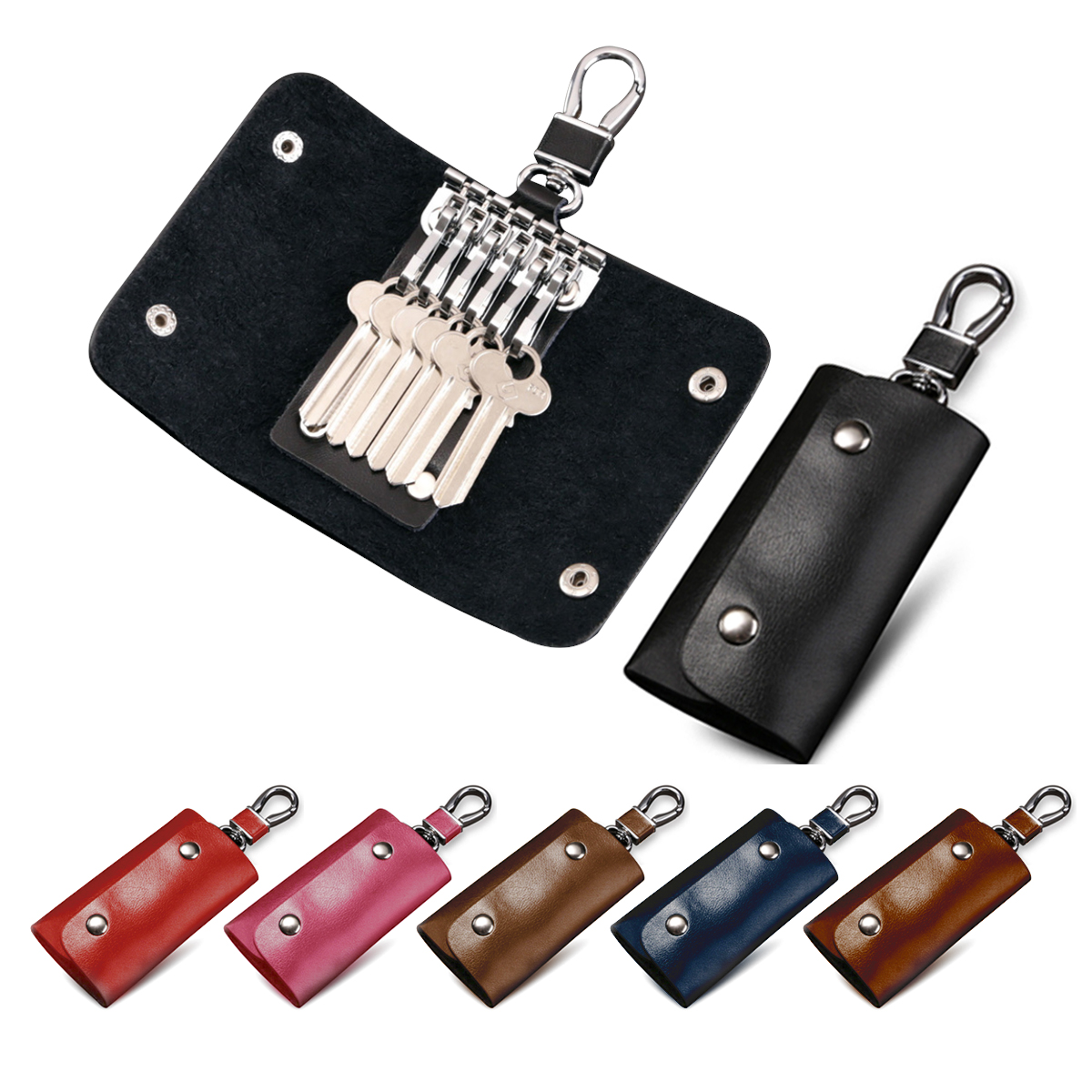 Leather Key Case with Car Key Fob